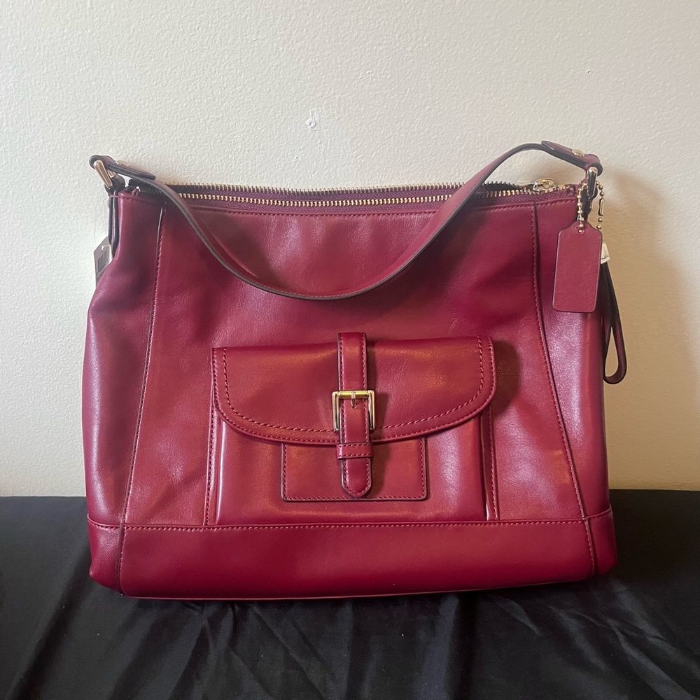 Coach Charlie Hobo Classic Dark Red Shoulder Bag